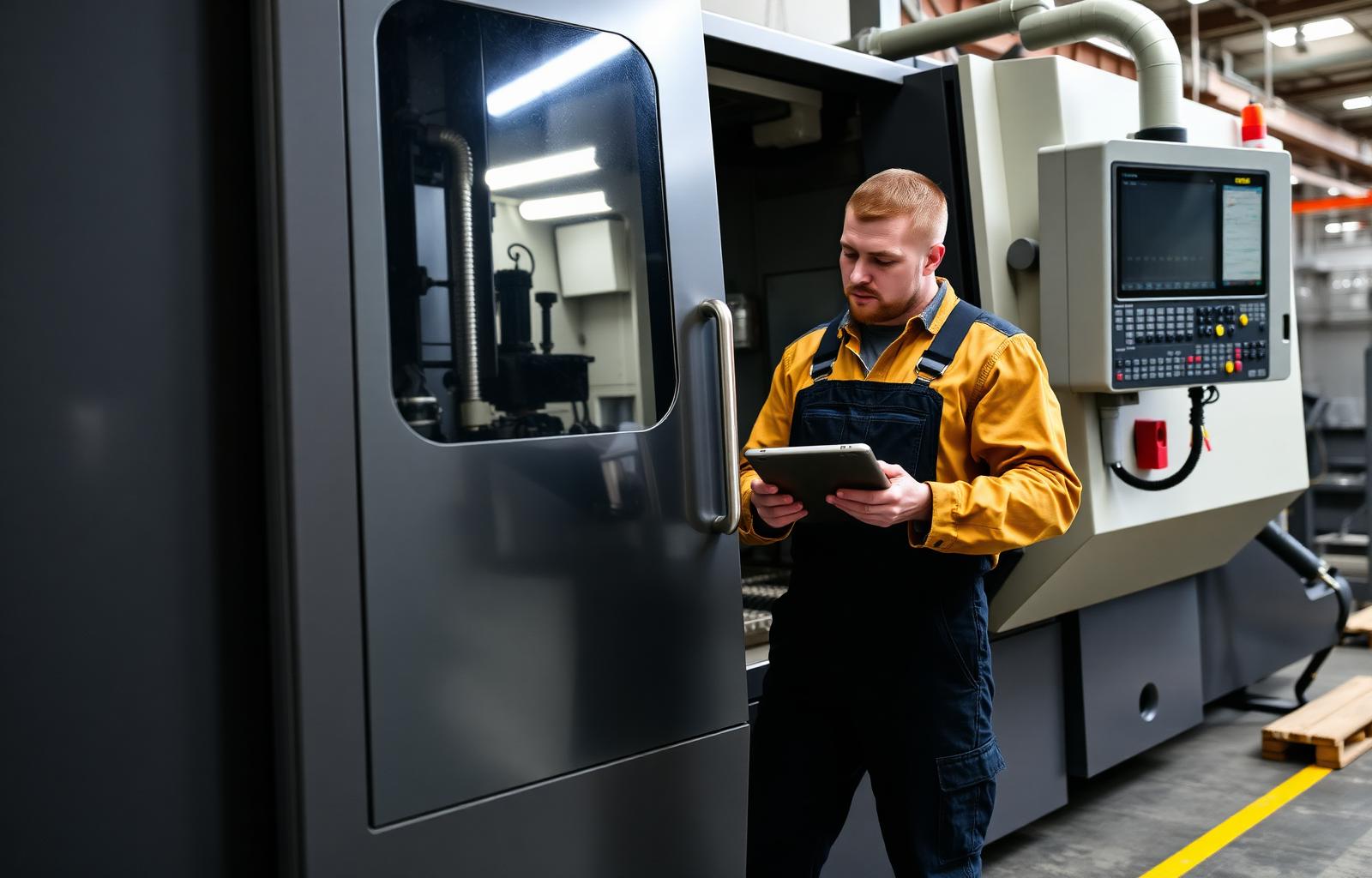 Maintenance technician with tablet